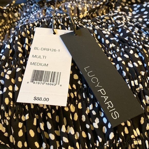 REDUCED Lucy Paris Gathered Floral Print Dress Sz M NWT - Picture 5 of 5